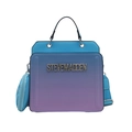 Blue-purple gradient crossbody tote bag with rhinestone logo and matching round coin purse - Blue