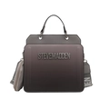 Gray gradient crossbody bag with Steve Madden logo, wide strap, and small round pouch - Gray