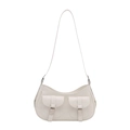 Elegante borsa sottobraccio beige con doppie tasche e fibbie in metallo dallo stile minimal - Bianco