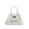 Minimalist white Boston style handbag with top handle and adjustable shoulder strap - White