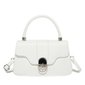 Bolso bandolera de cuero blanco con asa superior estructurada y hebilla plateada - Blanco