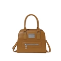 Vintage caramel brown PU leather crossbody handbag with silver hardware and adjustable strap - Brown