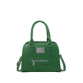 Retro vibrant green bowling bag with silver zipper pocket and adjustable shoulder strap - Green