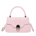 Bolso de mano rosa con cierre giratorio plateado y correa de hombro ajustable - Rosa