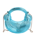 Metallic blue acrylic dumpling bag with wavy texture and gold chain strap for women - Blue