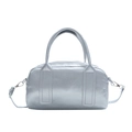 Silver metallic Boston bag with top handles and a detachable shoulder strap - Silver No Pendant