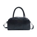 Classic black Boston handbag in textured PU leather with detachable shoulder strap - Black without Pendant
