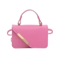 Chic rose pink mini square crossbody bag with unique diagonal cut and gold metal edge - Pink