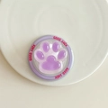 Détail du support téléphone patte de chat en résine avec texte Good Luck - Support Magnétique-Patte de Chat Lumineuse / Violet