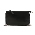 Chic black envelope crossbody bag with silver stud trim and thin chain strap - Black