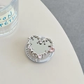 Makroaufnahme der silbernen Lava-Herz-Handyhalterung mit rosa Strasssteinen und Spiegel - Magnetisch - Lava Strass - Herzspiegel