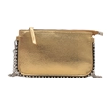 Chic gold metallic crossbody bag with silver rivet studs and chain shoulder strap - Gold