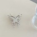 Detail of silver butterfly phone grip with pink zircon stones and liquid metal finish - Adhesive Stand - Lava Rhinestone - Butterfly Mirror