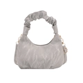 Grey pleated dumpling bag with cloud handle and golden hardware for women in 2025 - Gray