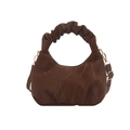 Chic brown wrinkled hobo bag with vintage texture and gold buckles for daily commute - Brown