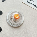 Transparent ball phone grip featuring a miniature food egg tart and orange theme decor - Magnetic Gift Style-Egg Tart