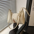 Minimalist cream white underarm bag with gold geometric buckle and double straps - Off White
