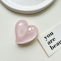 Pink heart phone grip with glitter finish and pearlescent resin surface for women - Pearlescent Light Pink