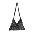 Funkelnde silber-schwarze Hobo-Tasche mit großem Fassungsvermögen und glitzernden Pailletten - Silber