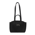 Grand sac fourre-tout noir avec nœud en métal argenté et doubles poignées pour femme - Noir