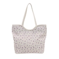 Borsa tote in tela bianco avorio con motivi floreali viola e fiocchi per donna - Fiore