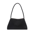 Borsa hobo classica in pelle intrecciata nera con un design quadrato per l'uso quotidiano - Nero
