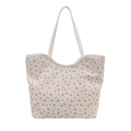 Borsa tote in tela color crema con stampa di ciliegie rosse e grande capacità interna - Ciliegia