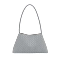Elegante borsa a spalla in pelle intrecciata azzurra con motivo intrecciato da donna - Blu