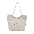 Borsa tote bianca con stampa floreale a fragola e tracolla per uso quotidiano di moda - Fragola