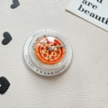 Clear dome pizza phone grip with mini ingredients and silver chain accessory - Magnetic Gift Style-Pizza