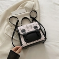 Chic pink ruffled backpack with black leather trim and elegant metal bow buckle - No Pendant / Pink