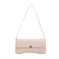 Minimalist cream white underarm bag with gold twist lock and sleek curved base design - White
