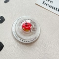 Creative red apple shaker phone grip with spoon and fork charms in a clear dome - Magnetic Gift Style-Apple