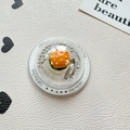 Spherical clear phone grip featuring a miniature hamburger model with silver beads inside - Magnetic Gift Style-Round Burger