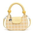Piccola borsa a tracolla a scacchi gialli con manico rotondo e logo del marchio - Giallo