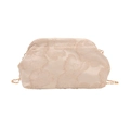 Elegante borsa da sera jacquard beige con trama floreale 3D e catena in metallo dorato - Beige