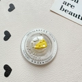 Transparent round phone grip with cheese miniature and silver beads inside - Magnetic Gift Style-Cheese