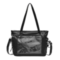 Bolso tote negro con ventana de PVC transparente grande y correa de hombro ajustable - Negro