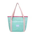 Grande borsa tote in rete verde menta con cinghie rosa per spiaggia e nuoto - Verde