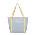 Grande borsa da spiaggia in rete con manici colorati e spazioso portaoggetti estivo - Blu