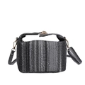 Fashionable woven crossbody bag with grey and black stripes and gold metal hardware - Black