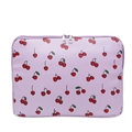 Lavender laptop sleeve with cherry print and dual zippers for stylish protection - Purple