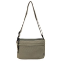 Army green nylon crossbody bag with three zipper layers and adjustable shoulder strap - Green