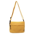 Borsa a tracolla in nylon giallo con tasche a cerniera multiple e logo floreale decorativo - Giallo