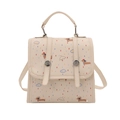 Stylischer cremefarbener kleiner Damenrucksack mit süßen Cartoon-Hunde-Regenmotiven - Beige