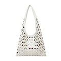 Bolso de hombro de cuero sintético blanco con remaches metálicos plateados estilo punk - Blanco