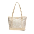 Grande borsa tote alla moda con motivi a farfalla ed etichetta in pelle FASHION donna - Bianco