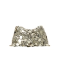 Elegante bolso de noche con lentejuelas doradas y correa de cadena fina - Champán