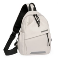 Sac de poitrine mode blanc crème avec sangle noire et logo FASHION imprimé - Blanc Cassé