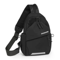 Sac de poitrine noir décontracté avec large bandoulière et bande réfléchissante - Noir